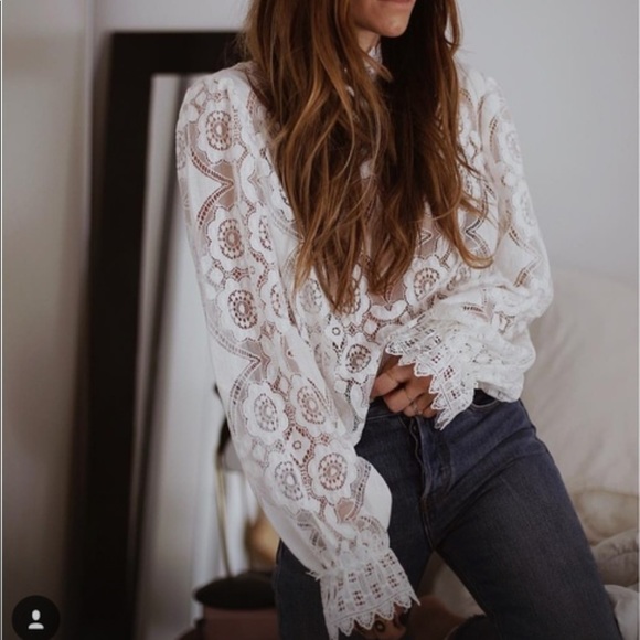 Olivia Lace Detailed Crochet Top With Spectacular Sleeves And Soft Lace Detail - Picture 4 of 9